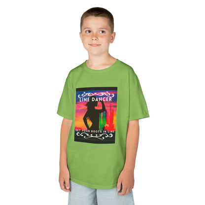 "Line Dancer – Get Your Boots in Line" Youth Short Sleeve Tee – Western-Inspired Country Dance Shirt for Kids