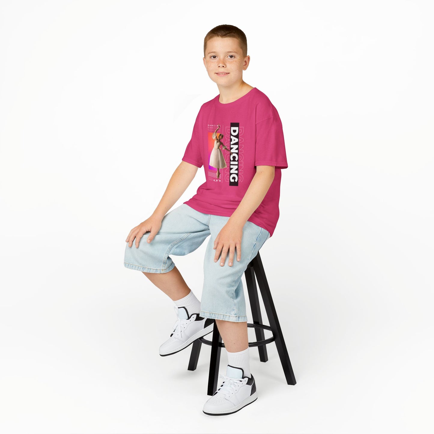 “Dancing” Youth Short Sleeve T-Shirt – Streetwear-Inspired Female Dancer Graphic – Trendy Kids Dance T-Shirt for Girls