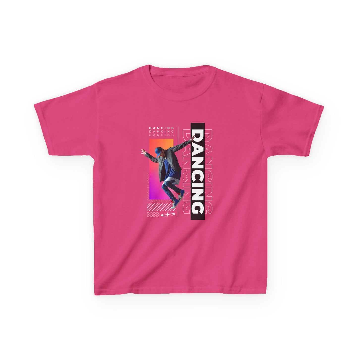 “Dancing” Youth Short Sleeve T-Shirt – Streetwear-Inspired Male Dancer Graphic – Stylish Kids Dance Apparel Tee