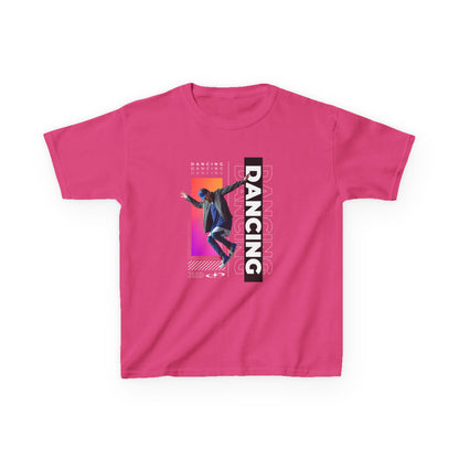 “Dancing” Youth Short Sleeve T-Shirt – Streetwear-Inspired Male Dancer Graphic – Stylish Kids Dance Apparel Tee