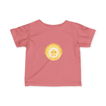 "What Do You Call a Dancing Chick? Poultry in Motion." Infant Fine Jersey Tee – Funny Baby Dance T-Shirt with Cute Chicken Graphic for Little Movers