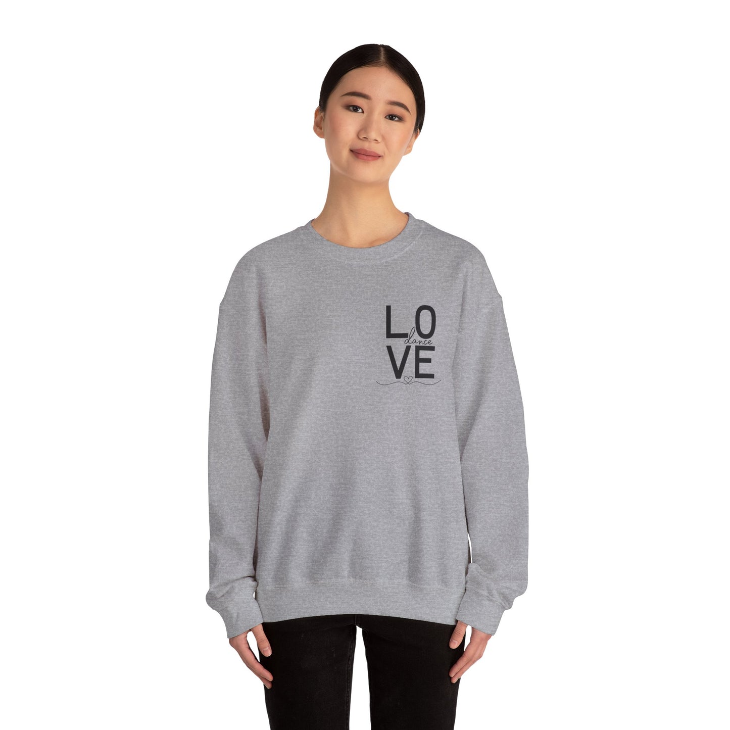 "LOVE Dance" Unisex Crewneck Sweatshirt – Script Letter Graphic Dance Lover Pullover