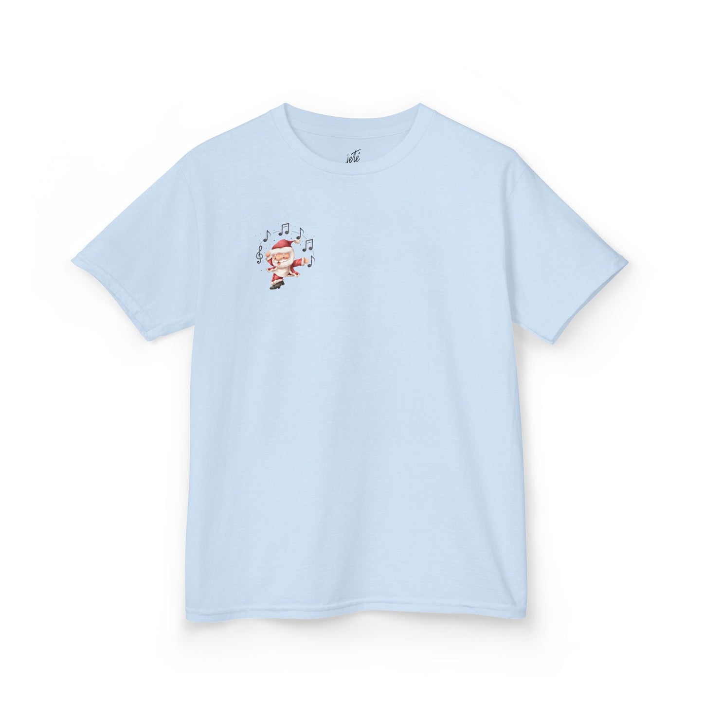 “5-eee and a 6-eee and a Ho, Ho, Ho” YOUTH Short Sleeve Tee with Playful Dancing Santa Front & Back – Festive Christmas Dance Tee for Dancers & Studios