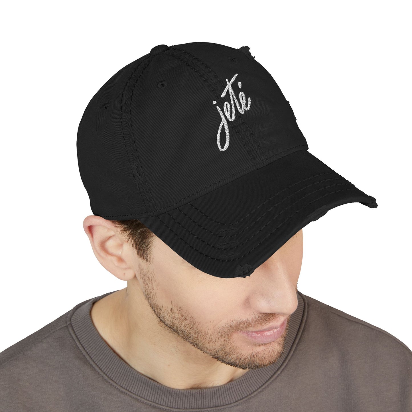 “Jeté” Embroidered Dance Logo - Unisex Distressed Baseball Cap – Vintage-Style Adjustable Hat for Dancers & Dance Lovers