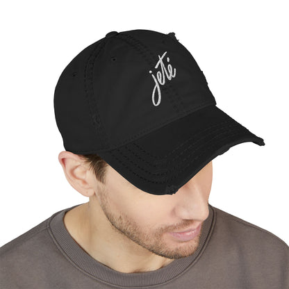 “Jeté” Embroidered Dance Logo - Unisex Distressed Baseball Cap – Vintage-Style Adjustable Hat for Dancers & Dance Lovers
