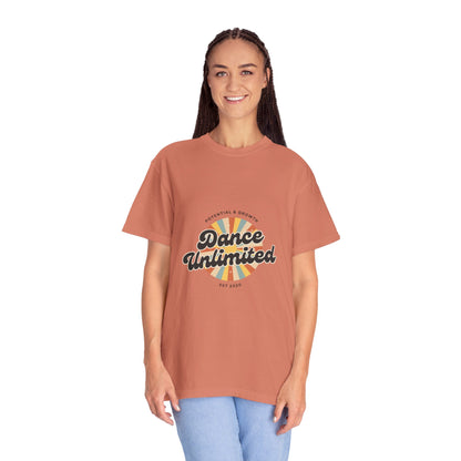 "Dance Unlimited, Potential & Growth" Unisex Garment-Dyed T-Shirt – Retro-Inspired Dance Motivation Graphic Tee – Inspirational Shirt for Dancers"