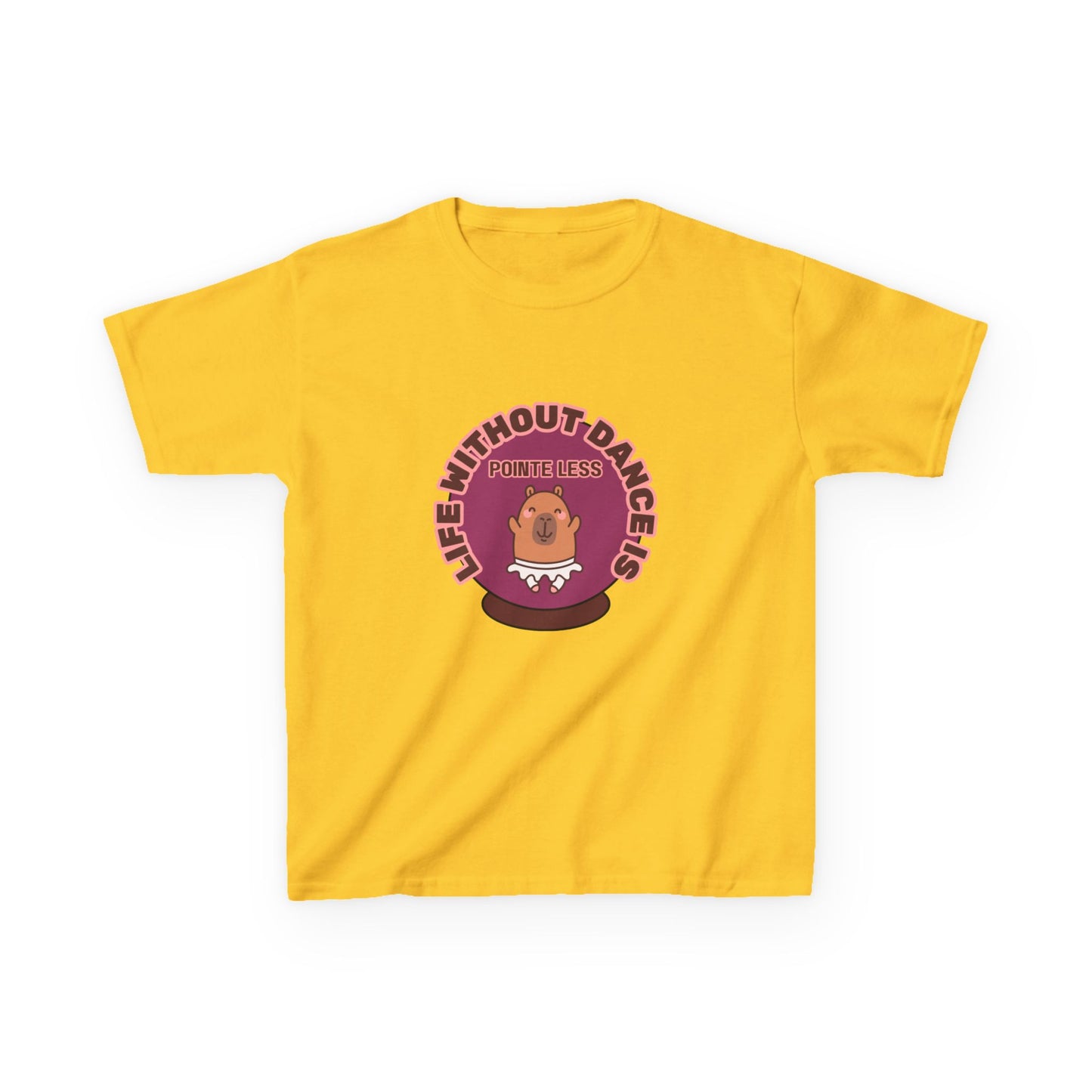"Life Without Dance Is Pointeless" Youth Dance T-Shirt – Cute Capybara Ballerina Graphic Tee for Kids