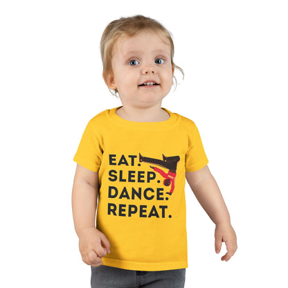 "Eat, Sleep, Dance, Repeat" Toddler Dance T-Shirt – Bold B-Boy Graphic Short Sleeve Tee for Kids