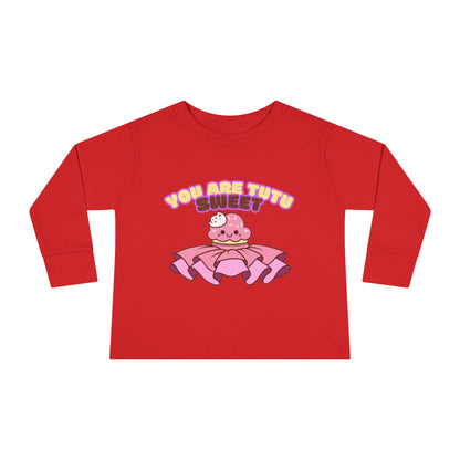 "You Are Tutu Sweet" Toddler Dance T-Shirt – Kawaii Cupcake in Tutu Graphic Long Sleeve Tee for Kids