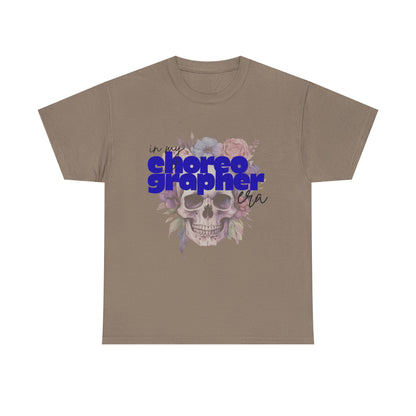 "In My Choreographer Era" Skull Floral Tee – Unisex Heavy Cotton Dance T-Shirt with Cool Gothic Graphic