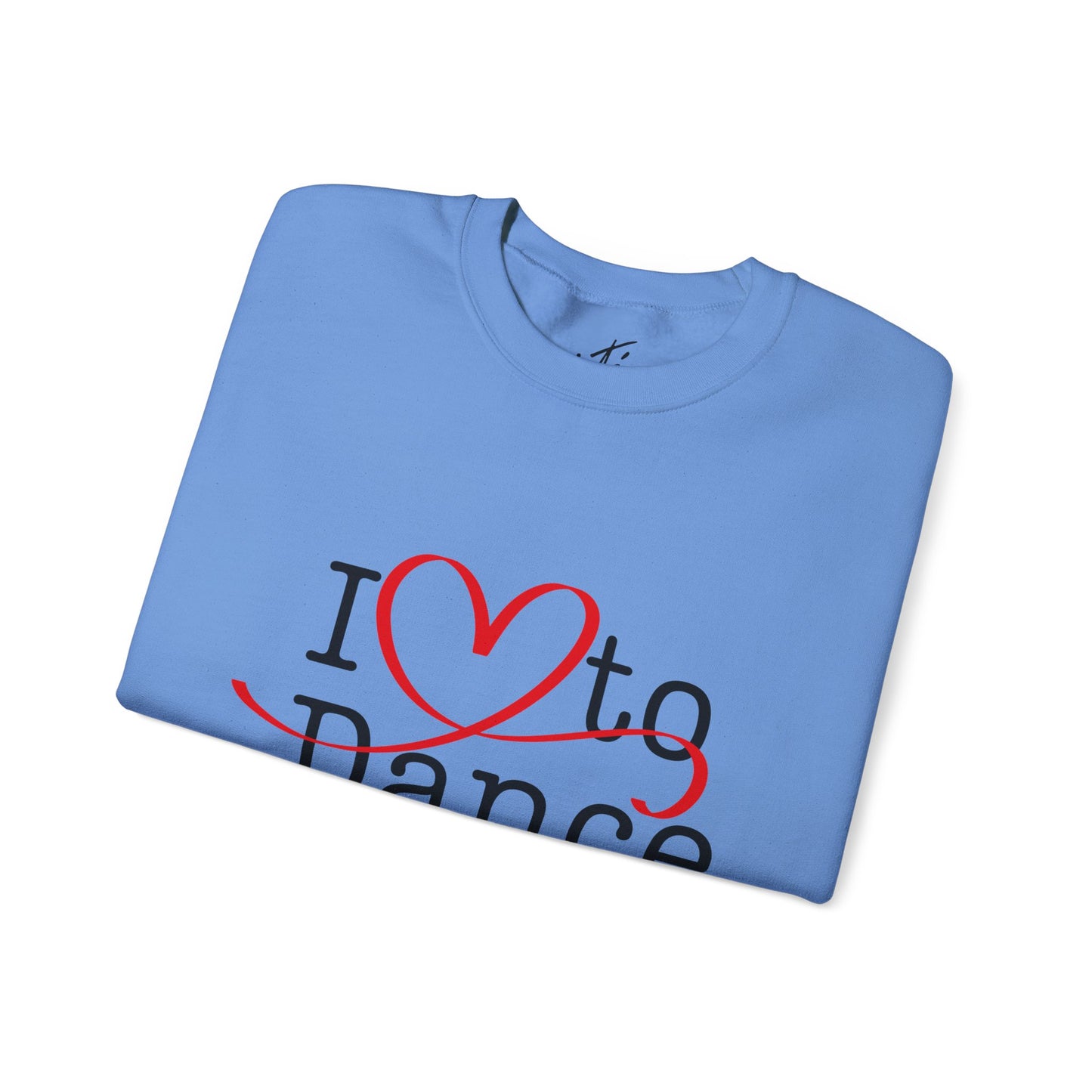 "I Love to Dance" Unisex Crewneck Sweatshirt – Dance Lover Gift with Hand-Drawn Heart Graphic