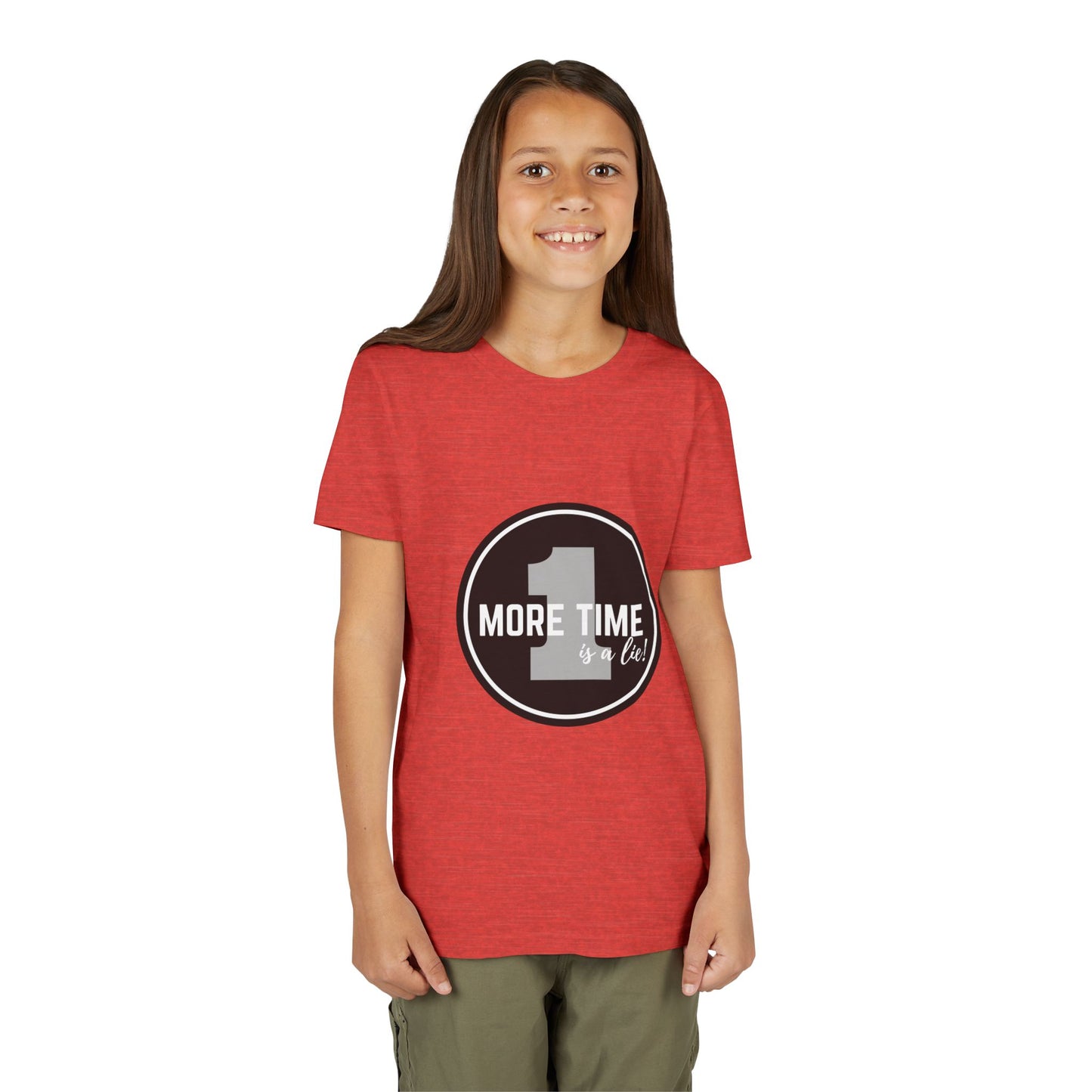 “One More Time is a Lie” Bold Emblem Dancer Graphic T-Shirt for Kids – Funny Dance Rehearsal Shirt - Youth Dance Tee