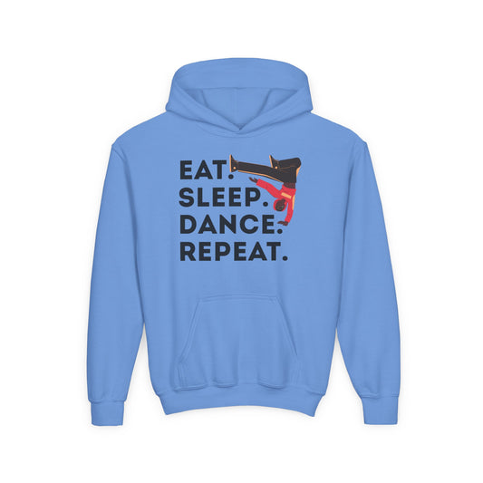 "Eat Sleep Dance Repeat" Youth Hoodie – Unisex B-Boy Dance Sweatshirt for Kids