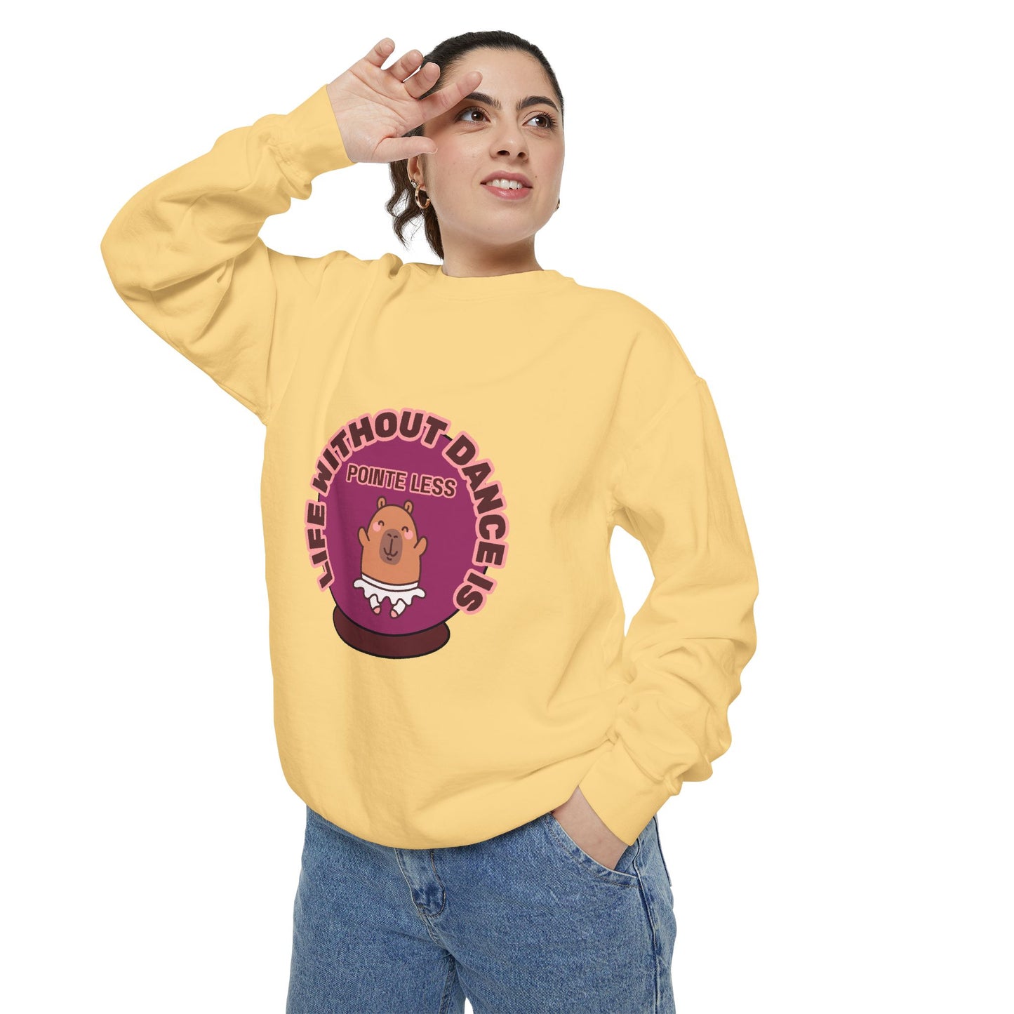 "Life Without Dance Is Pointeless" Unisex Lightweight Crewneck Sweatshirt – Bold Retro Ballet Pun Graphic Pullover for Dancers & Dance Lovers