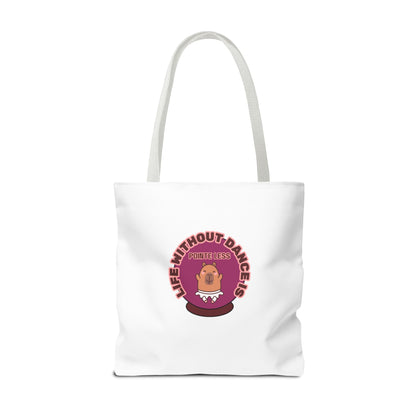 "Life Without Dance Is Pointeless" Capybara Canvas Tote Bag – Funny Dance Pun Tote for Dancers & Animal Lovers