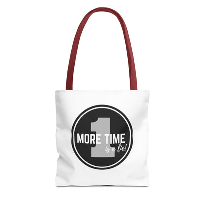 "One More Time is a Lie" Dance Tote Bag – Bold Emblem Graphic Canvas Bag for Dancers, Rehearsals & Everyday Use