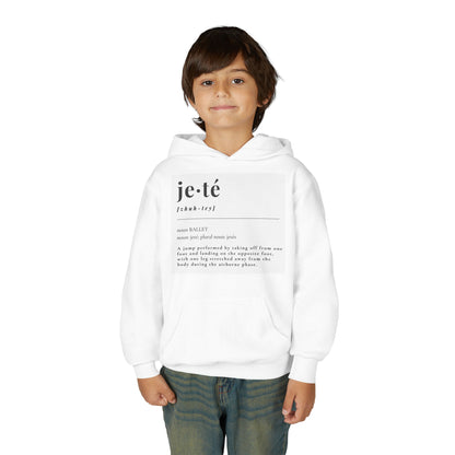 Jeté Definition Unisex Youth Hoodie – Ballet Term Graphic Dance Hoodie for Kids & Teens, Personalized with Name or Studio