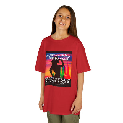 "Line Dancer – Get Your Boots in Line" Youth Short Sleeve Tee – Western-Inspired Country Dance Shirt for Kids
