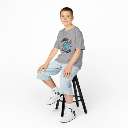 "Dance Is in My Bones” Halloween Dance T-Shirt with Dancing Skeletons Graphic - Kids Heavy Cotton™ Tee
