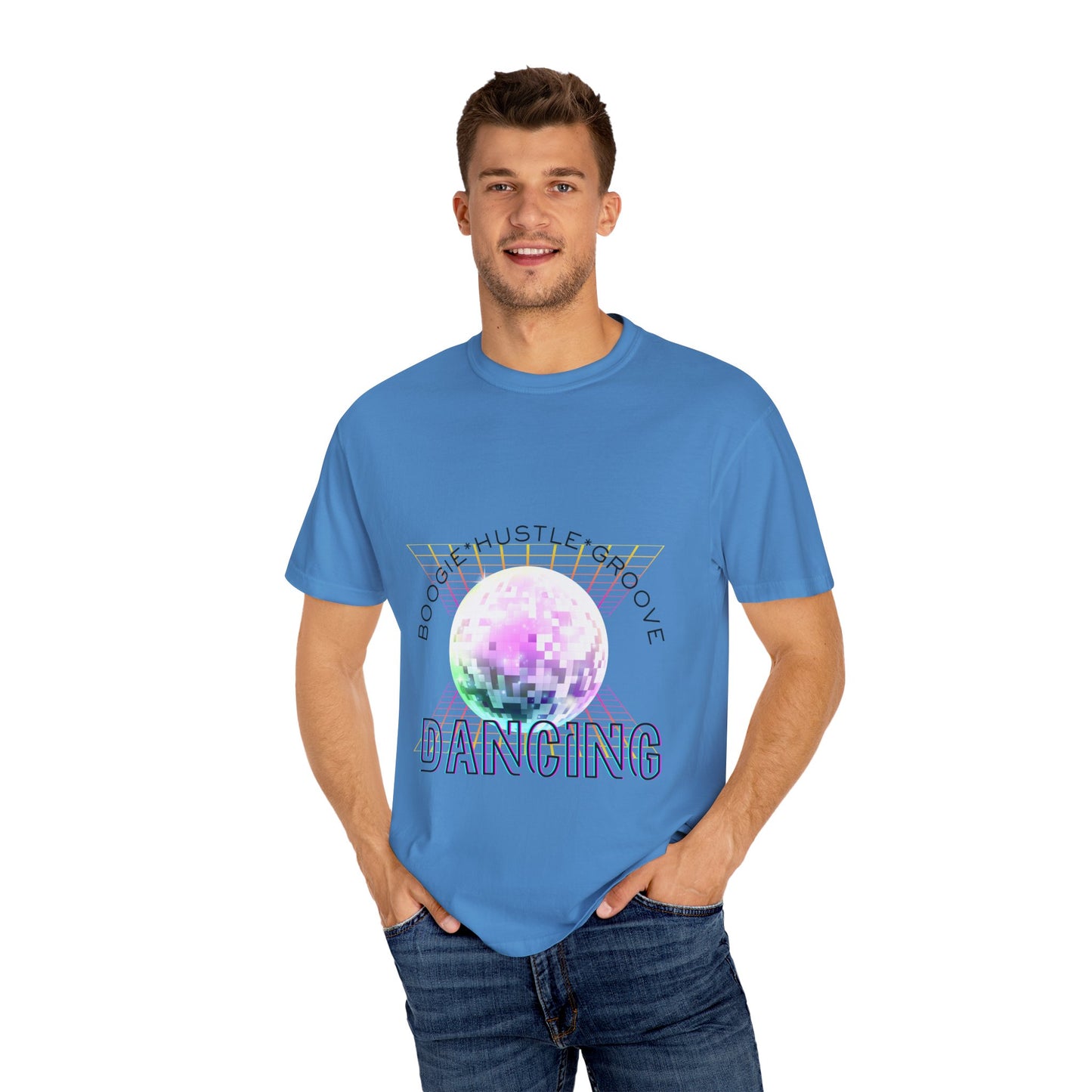 "Boogie, Hustle, Groove - Dancing" Streetwear Dance Graphic – Unisex Garment-Dyed T-Shirt