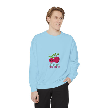 "Turnip the Beet" Unisex Lightweight Crewneck Sweatshirt – Fun Dance Pun Pullover with Cute Pepper Graphic for Dancers & Music Fans