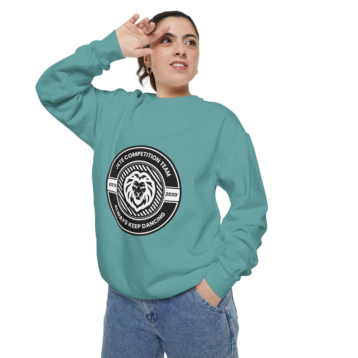 "Jeté Competition Team – Always Keep Dancing" Unisex Lightweight Crewneck Sweatshirt – Collegiate-Inspired Dance Team Pullover for Dancers & Studio Spirit Wear