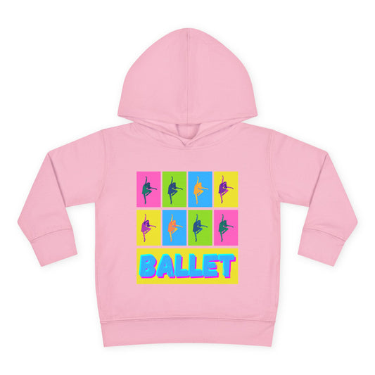 “Ballet" Toddler Pullover Hoodie – Pop Art Inspired Dance Graphic Sweatshirt with Ballet Dancer Design for Kids