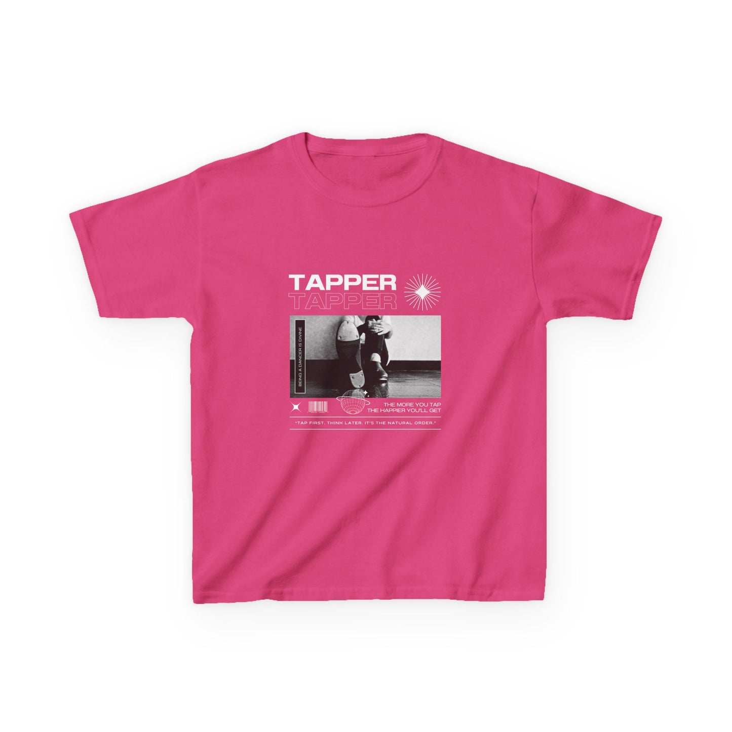 “Tapper” Youth Short Sleeve Tee – Streetwear-Inspired Tap Dance T-Shirt with Tap Shoes Graphic