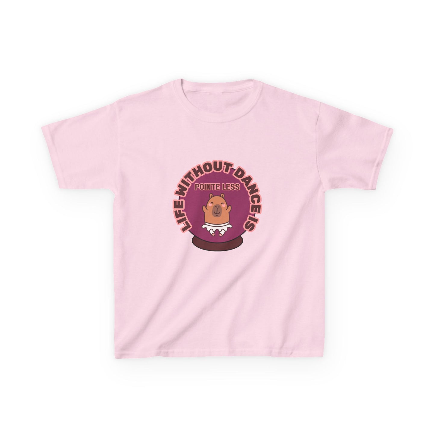 "Life Without Dance Is Pointeless" Youth Dance T-Shirt – Cute Capybara Ballerina Graphic Tee for Kids