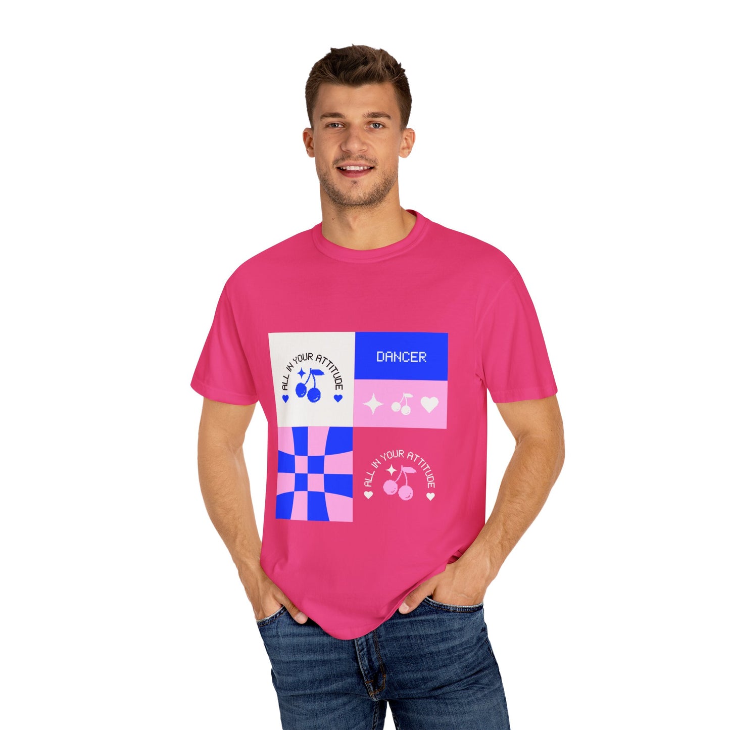 "Dancer, All in Your Attitude" Unisex Garment-Dyed T-Shirt – Bold Superhero-Style Graphic Tee – Empowering Dance Shirt for Performers
