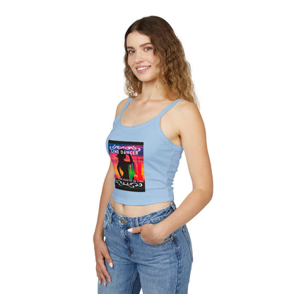 "Line Dancer" Spaghetti Strap Tank Top – Western-Inspired Country Dance Graphic – 'Get Your Boots in Line' Women's Dance Tank