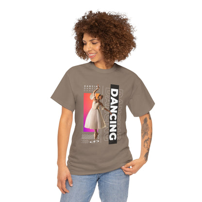 “Dancing” Streetwear-Inspired Female Dancer Unisex Heavy Cotton Tee – Urban Dance Graphic T-Shirt for Performers and Dance Lovers
