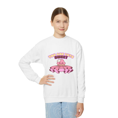"You Are Tutu Sweet" Youth Crewneck Dance Sweatshirt – Kawaii Cupcake Graphic | Cute Ballet Themed Kids Pullover
