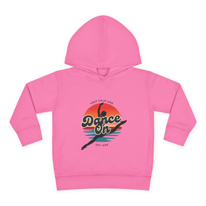 “Keep Calm and Dance On” Toddler Fleece Hoodie – Retro Dancer Graphic Sweatshirt for Little Movers