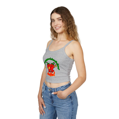 "What’s a Pepper’s Favorite Dance? Salsa!" Women’s Spaghetti Strap Tank Top – Cute Pepper Graphic | Funny Dance Pun Shirt for Dancers & Food Lovers