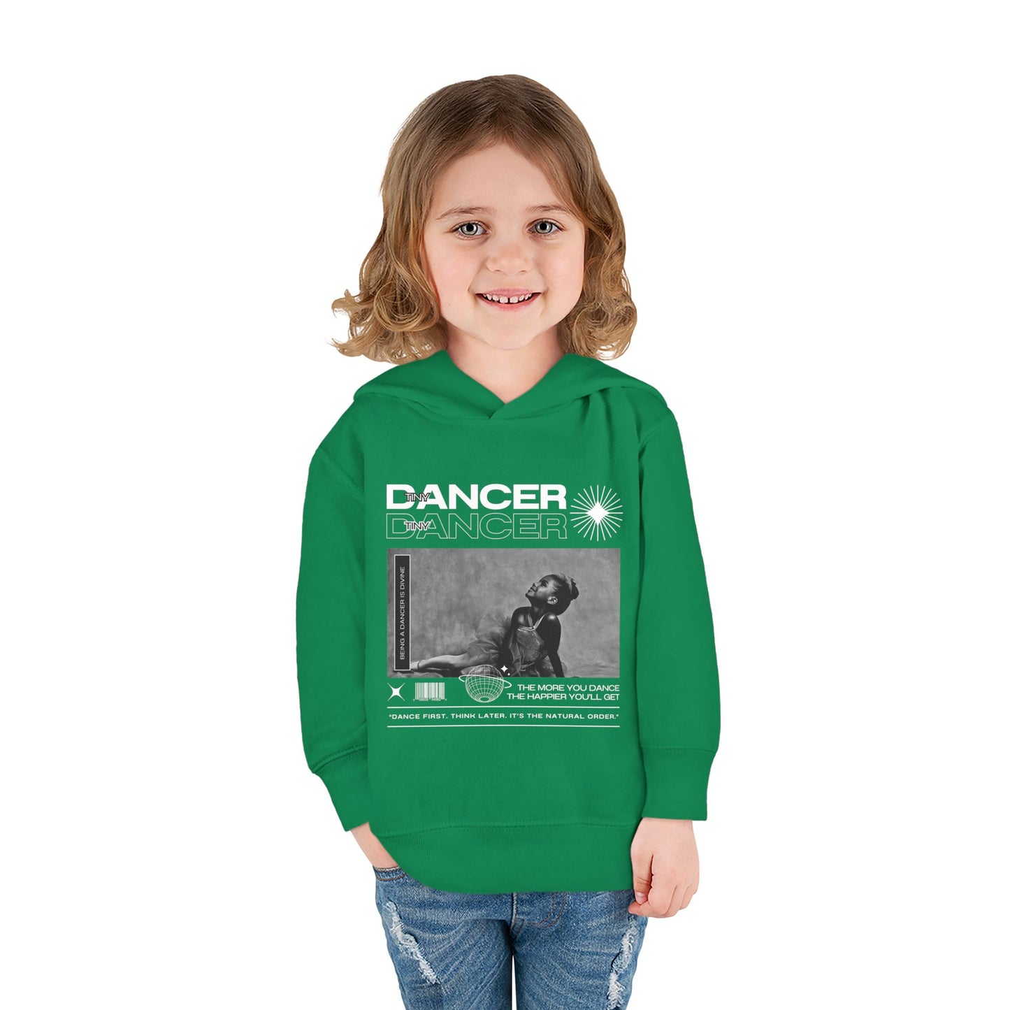 “Tiny Dancer” Toddler Pullover Hoodie – Streetwear-Inspired Ballet Dancer Graphic Sweatshirt for Kids