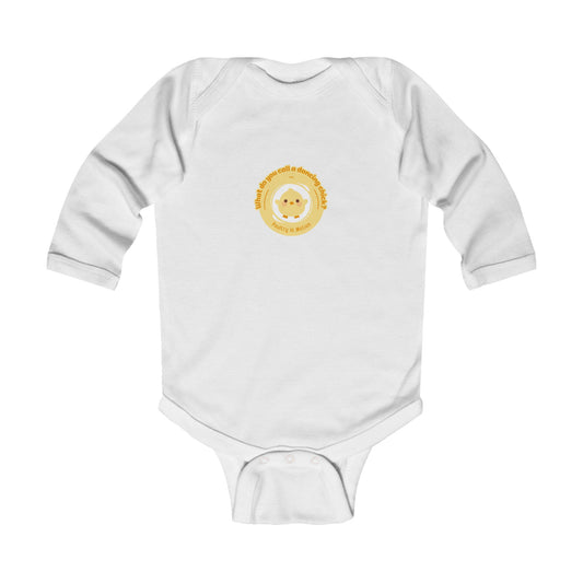 "What do you call a dancing chick? Poultry in Motion" Infant Long Sleeve Bodysuit – Funny Dancing Chick Baby Outfit, Cute Dance-Themed Baby Gift 🐥💃