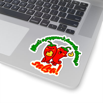 "What's a Pepper's Favorite Dance? Salsa!" Sticker – Funny Dance Pun Kiss-Cut Vinyl Sticker with Cute Pepper Graphic