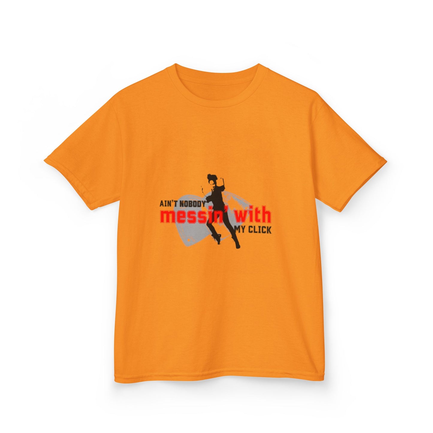 "Ain’t Nobody Messin’ With My Click" – Youth Short Sleeve Dance Tee with Tap Shoes & Tap Dancer Graphic