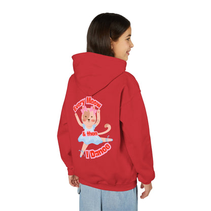 “Every Meow & Then I Dance” Adorable Dancing Cat Graphic | Cute Cat Dance Hoodie for Kids & Young Ballet Enthusiasts - Unisex Youth Hoodie