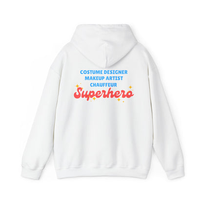 "Dance Mom" Superhero Hoodie – Floral Front Graphic & Fun Back Design | Unisex Hooded Sweatshirt for Proud Dance Parents