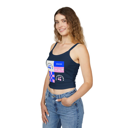 "Dancer – All in Your Attitude" Women’s Spaghetti Strap Tank Top – Retro Dance Graphic | Bold & Stylish Tank for Confident Dancers and Performers