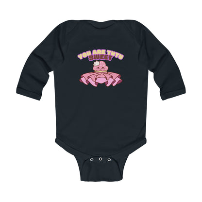 "You Are Tutu Sweet" Infant Long Sleeve Bodysuit – Kawaii Cupcake in Tutu Graphic Baby Outfit for Dance-Loving Families