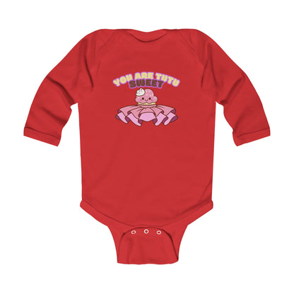 "You Are Tutu Sweet" Infant Long Sleeve Bodysuit – Kawaii Cupcake in Tutu Graphic Baby Outfit for Dance-Loving Families