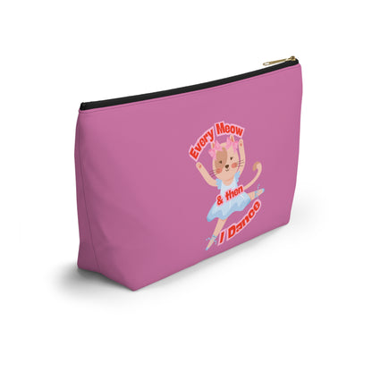 “Every Meow & Then I Dance” Adorable Dancing Cat Graphic | Cute Cat Dance Cosmetic Bag for Ballet Lovers & Travel Essentials - Makeup Bag