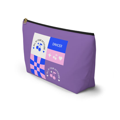 "Dancer - All in Your Attitude" Makeup Bag – Cute Retro Dance Graphic – Inspirational Dance-Themed Zipper Pouch for Cosmetics, Accessories & Gifts