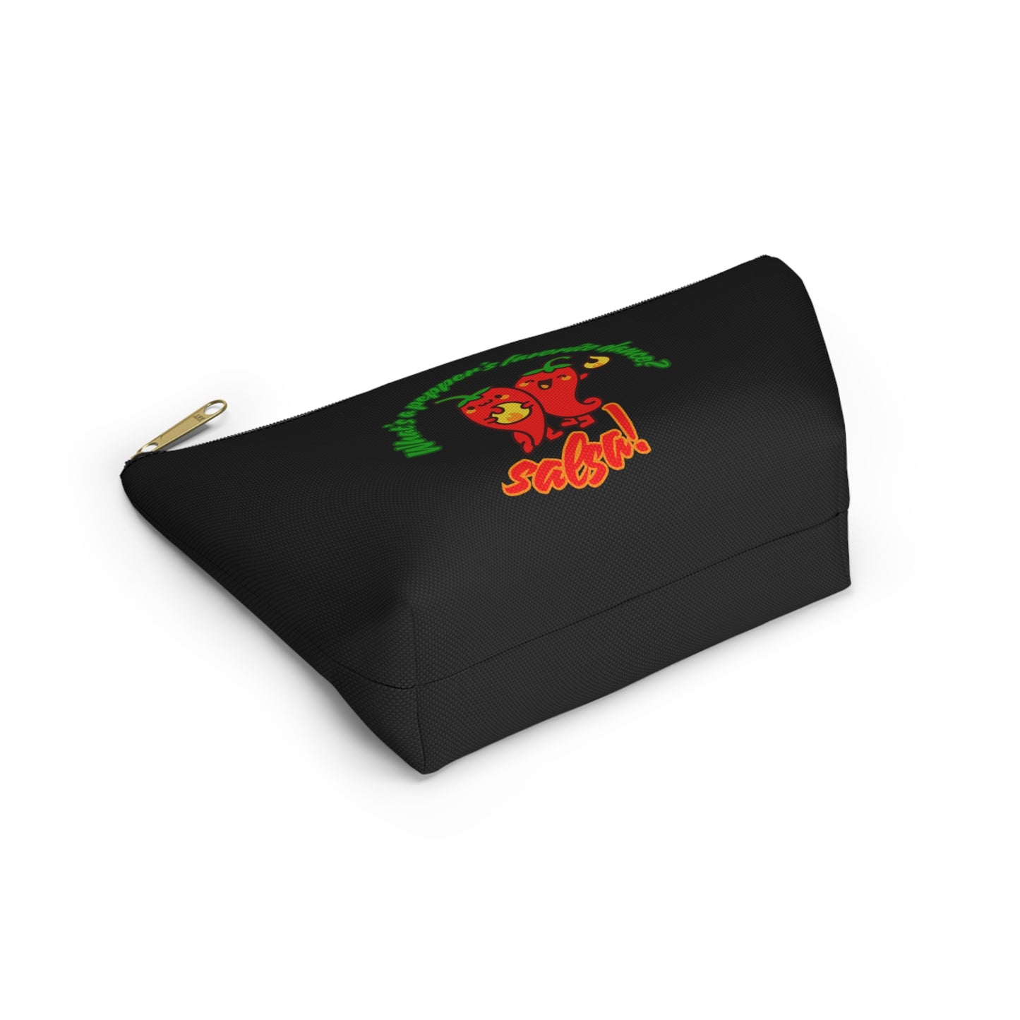 "What’s a Pepper’s Favorite Dance? Salsa!" Makeup Bag – Funny Dance Pun with Colorful Pepper Graphic – Cute Zipper Pouch for Cosmetics, Accessories & Gifts