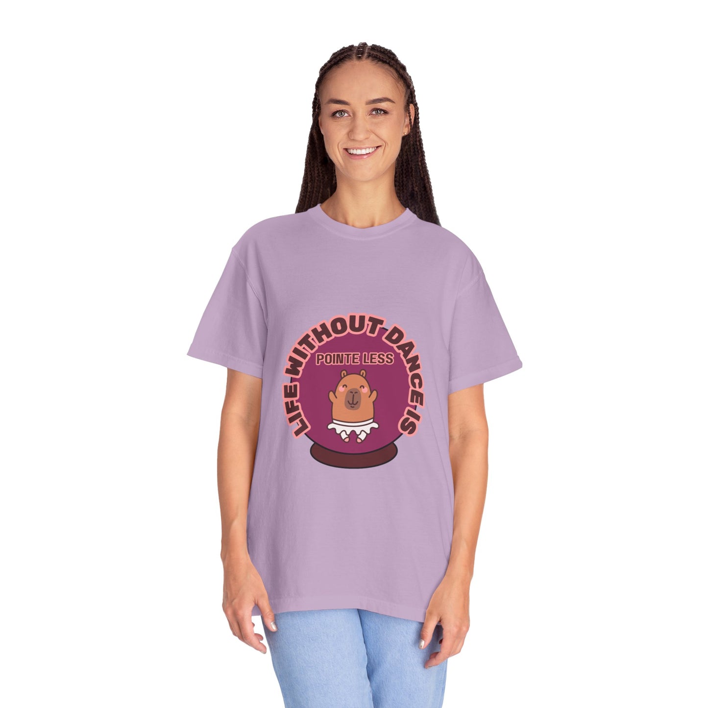 "Life Without Dance is Pointeless" Unisex Garment-Dyed T-Shirt – Cute Dancing Capybara Graphic Tee – Funny Dance Shirt for Animal Lovers & Performers