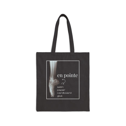 “I Dance En Pointe” Cotton Canvas Tote Bag with X-Ray Ballet Foot Graphic – Personalized Dance Tote with Custom Name or Studio Option
