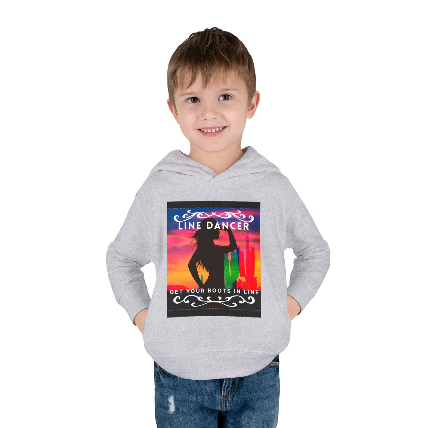 "Line Dancer, Get Your Boots in Line" Streetwear Dance Graphic – Toddler Pullover Hoodie